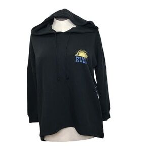RVCA Set Rise Hoodie Women’s Size XS Color Black Pullover Long Sleeve’s Hi-Low